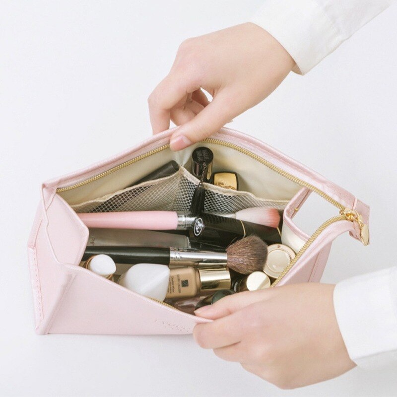 Neceser grande de piel sintética para mujer, bolsa de maquillaje impermeable con cremallera, neceser de viaje, organizador de maquillaje, estuche de belleza, 1 ud.