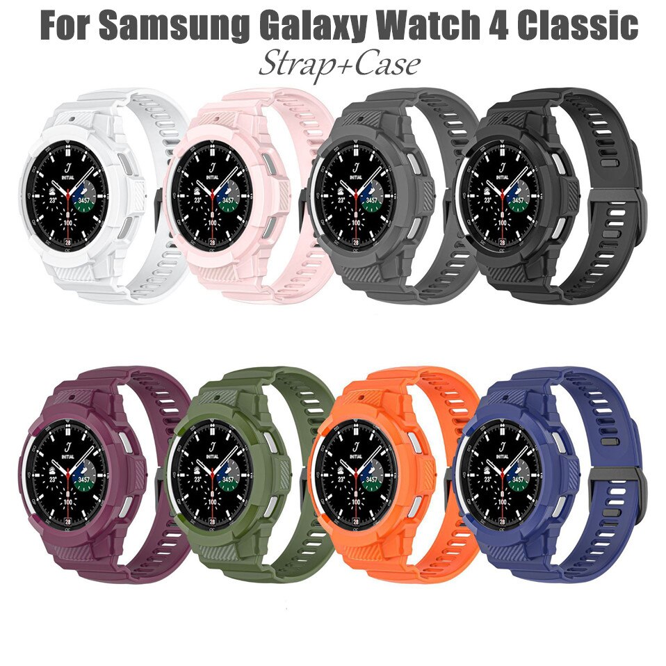 Pasek silikonowy + etui do zegarka Samsung Galaxy 4 klasyczny pasek sportowy 46mm 42mm zintegrowany pasek do zegarka Galaxy Watch4Classic