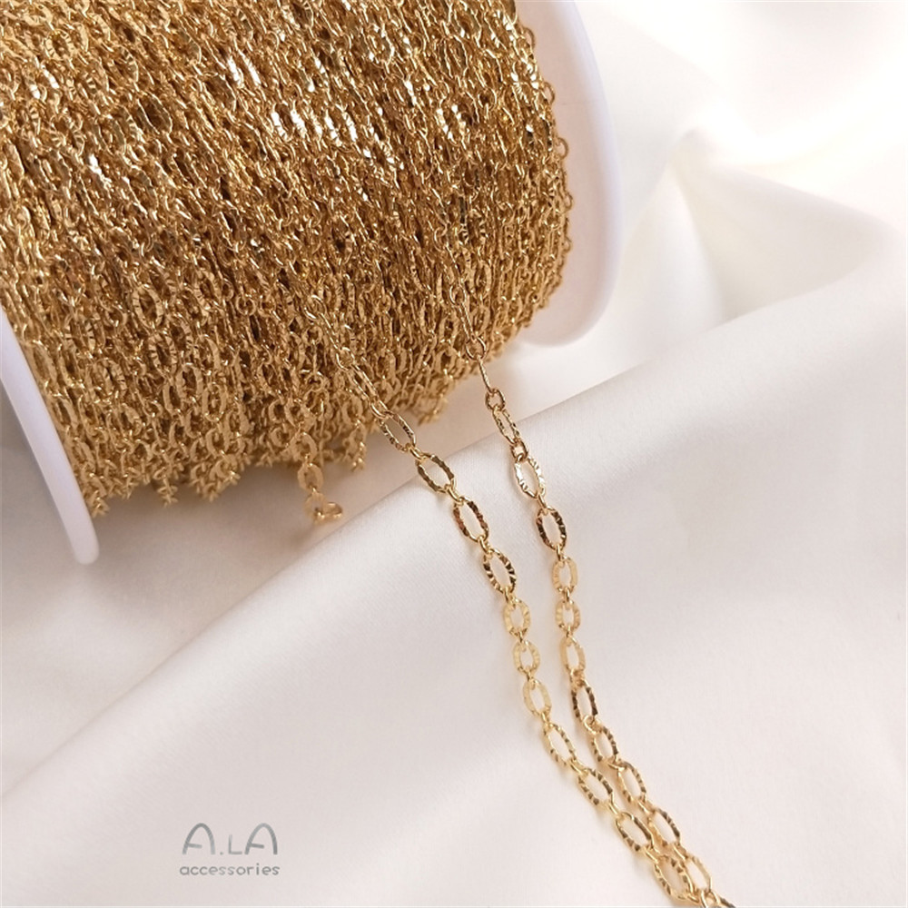 14K Vergulde Reliëf In Reliëf Gemaakte Batch Bloem Liefde Kettingpatroon Lange O Ketting Diy Eerste Sieraden Ketting Losse Ketting: Silver Plated