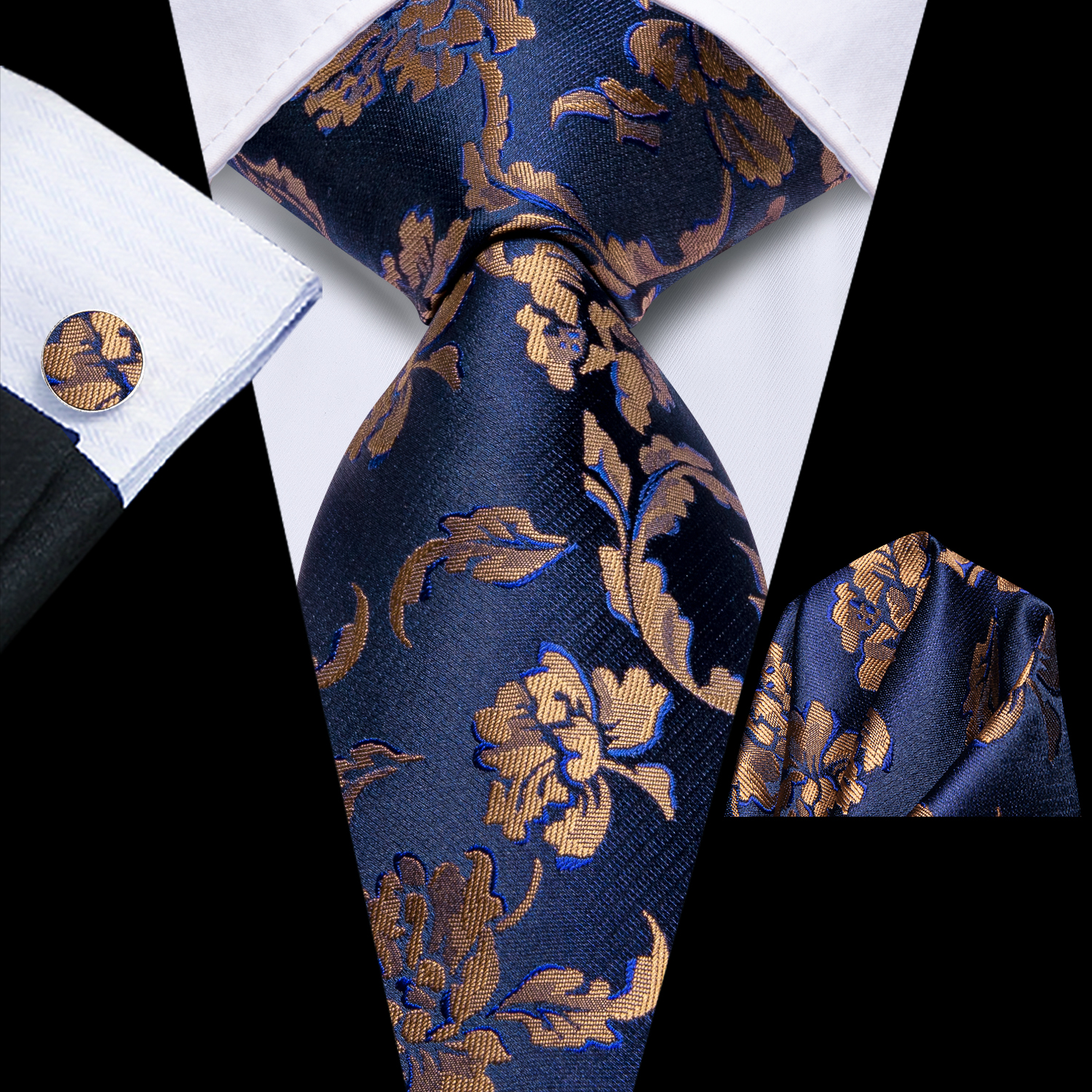 Gravata azul marinho para homens, lenço elegante, abotoaduras, acessórios para festa de casamento, gravatas, designer de novidade, presente: PEACOCK BLUE