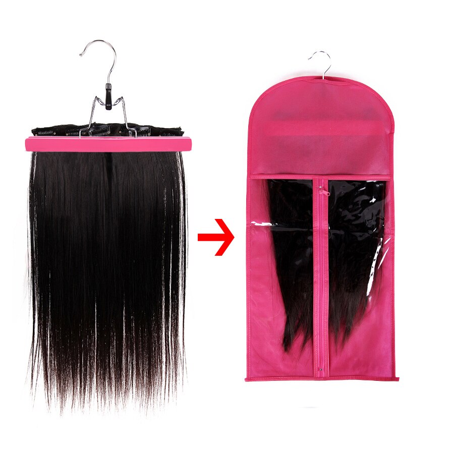 Support de rangement de perruque en bois d'usine alileader avec sac de perruque pour extension de cheveux perruque anti-poussière sac d'extension de cheveux non tissé 10 ensembles/pièces