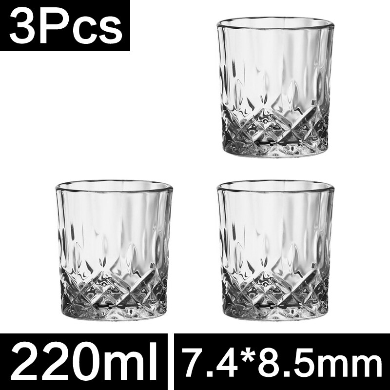 Whisky glass 220ml lead-free glass beer Stein Bar glass With thick glass high-grade glass: 3Pcs