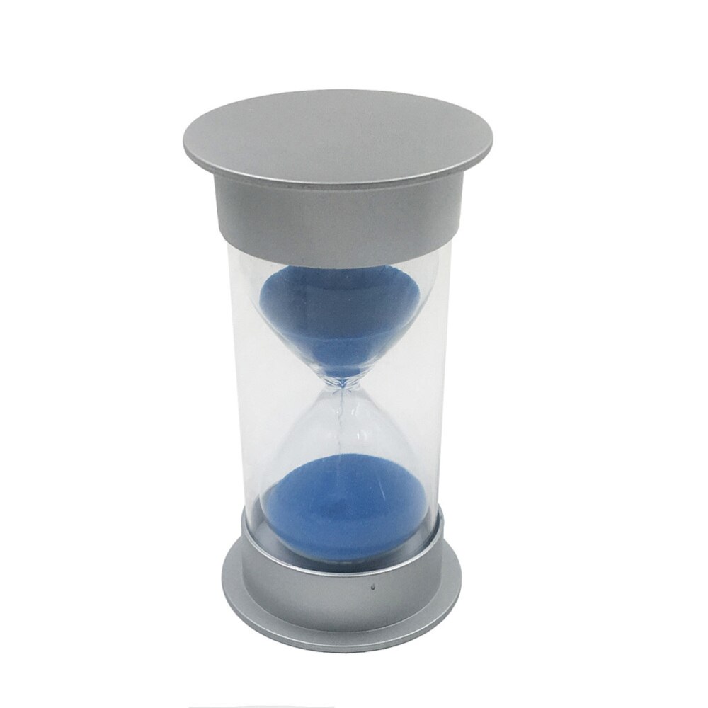 Simple Cylinder Sand Hourglass 30 Minutes Security Sand Timer Sandglass Hourglass (Silver and Blue): Blue