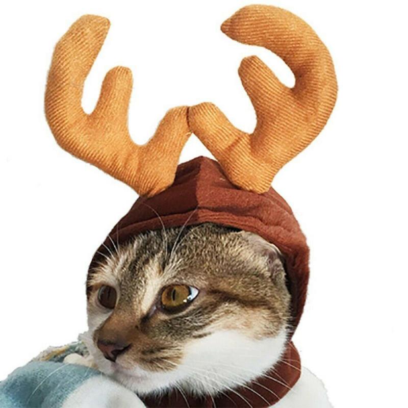 1Pc Leuke Grappige Kerst Hond Kat Kleding Winter Pet Kleding Warm Puppy Kerstman Rode Sjaal Hoed Hoofd Grappig Kostuum mantel Home Decor