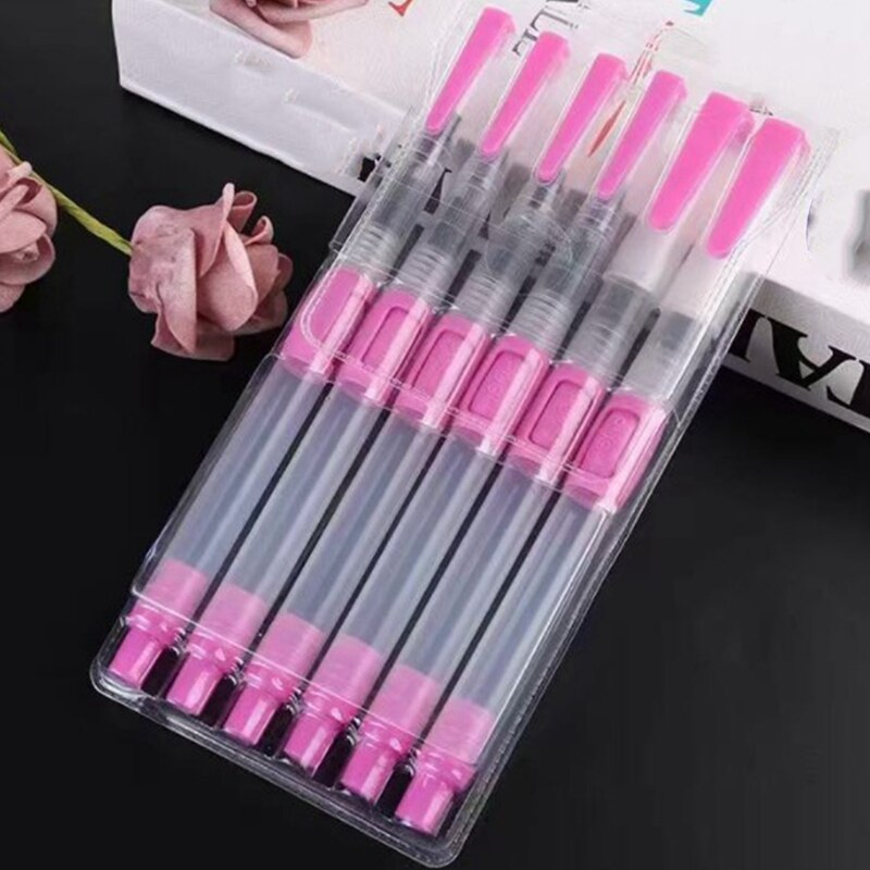 6Pcs Water Brush Water Paint Brush Large Capacity Soft Watercolor Painting Brush for Beginner Drawing Art Supplies