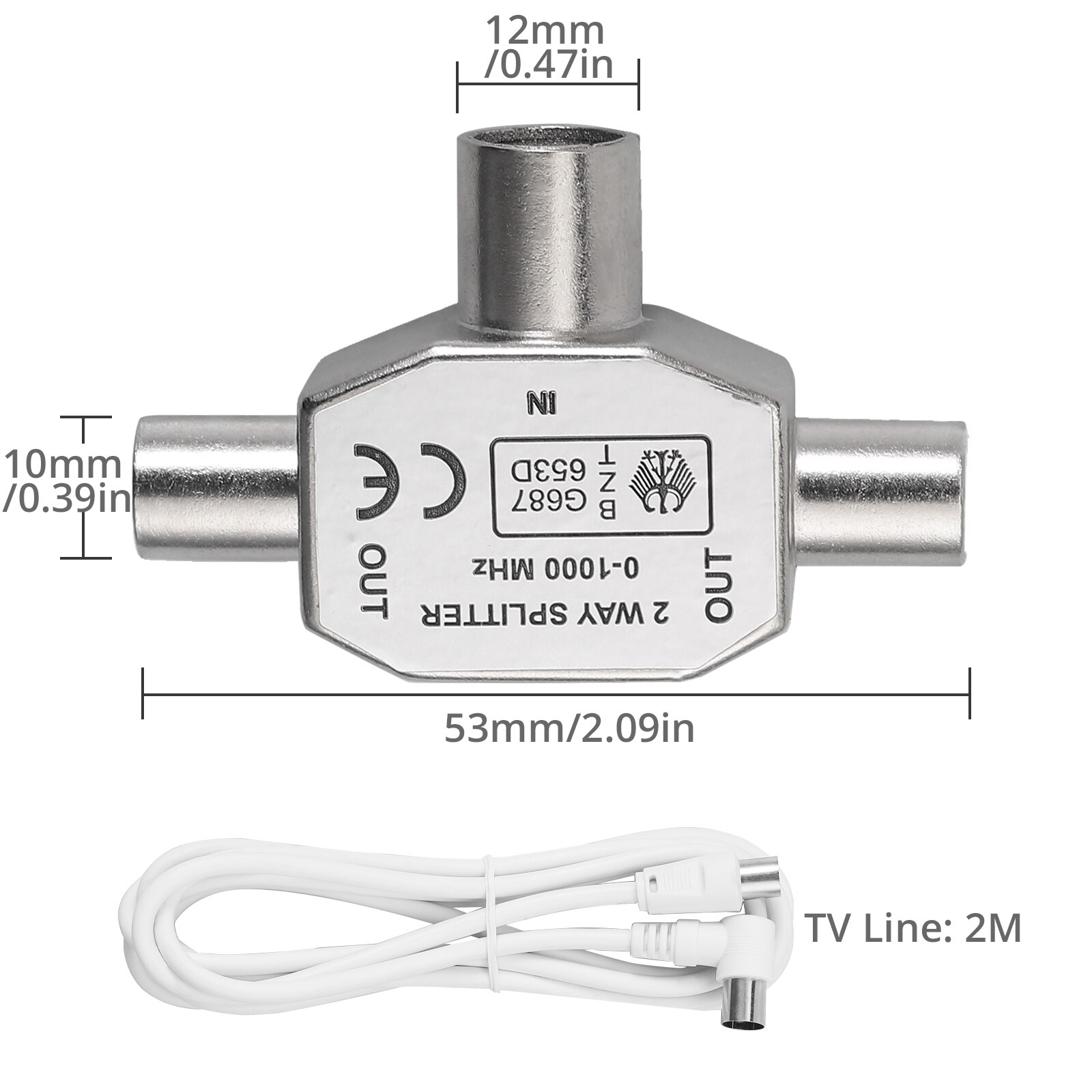 Neoteck 2 Manier Antenne Splitter 2x Coax Plug 2 Male Naar 1 Vrouwelijke Adapter In Metalen Behuizing En 2X2M Tv Lijn