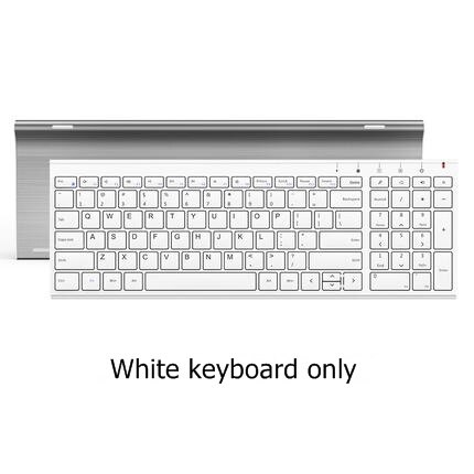 B.O.W HW193 Metal Plate 2.4Ghz Wireless Keyboard and Mouse Combo,Ultra slim Keyboard with Ergonomic for Laptops Desk ,PC: White keyboard only