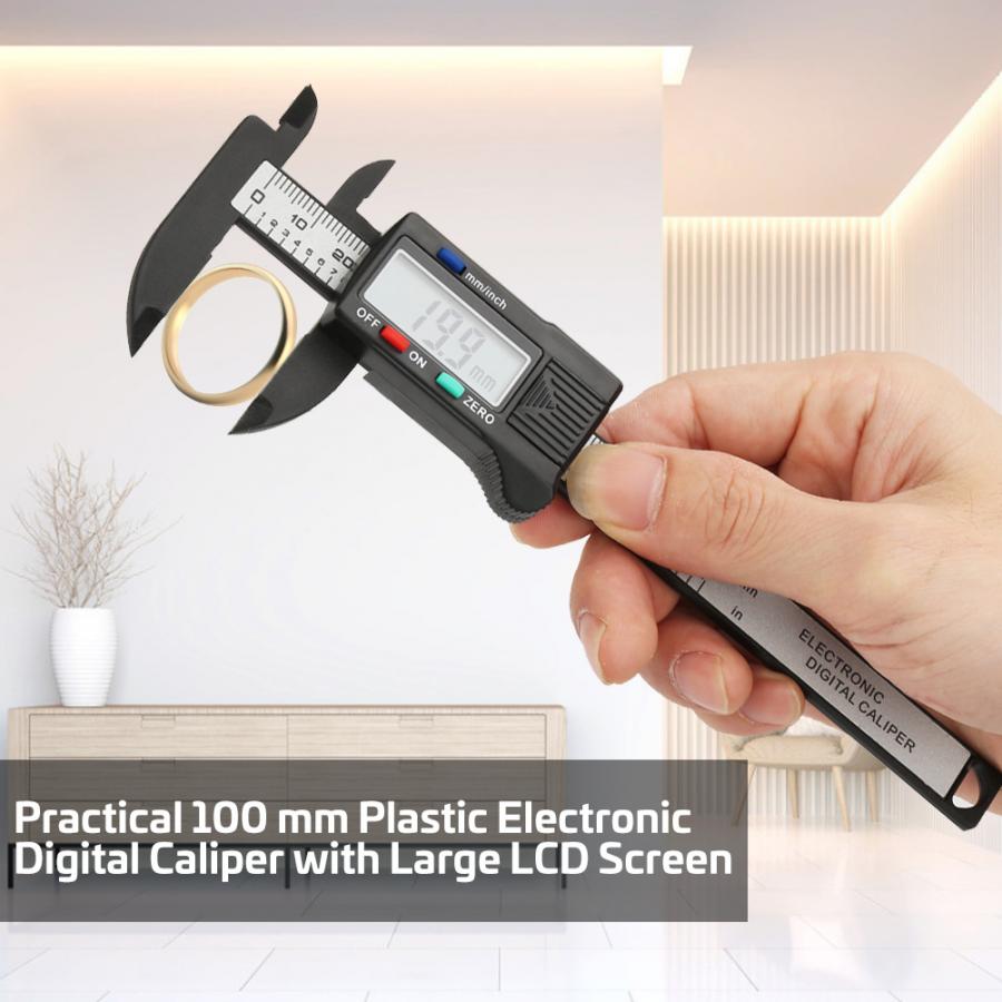 Calibre Digitale Praktische 100 Mm Plastic Elektronische Digitale Schuifmaat Met Groot Lcd-scherm (Zonder Batterij) Digitale Micrometer