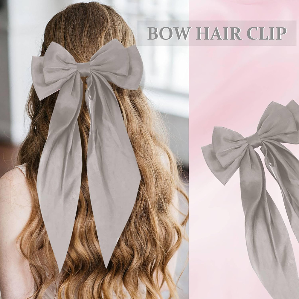 Lazos para el pelo para niña, cintas de color rosa/Negro/Blanco, accesorios para el cabello, Clip de Primavera de satén sólido Simple, pasador para el cabello para mujer: Azul cielo