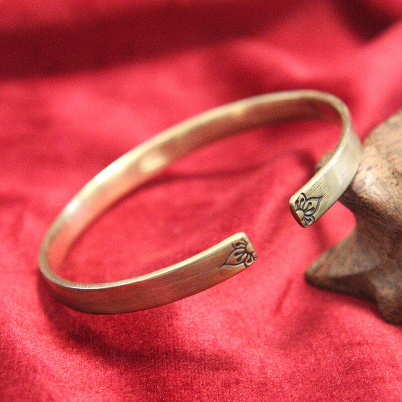 Vintage Brass Bergamot Lotus Bangles Pure Copper DIY Bracelet Accessories Simple Bangle for Men Hand Chain Trendy