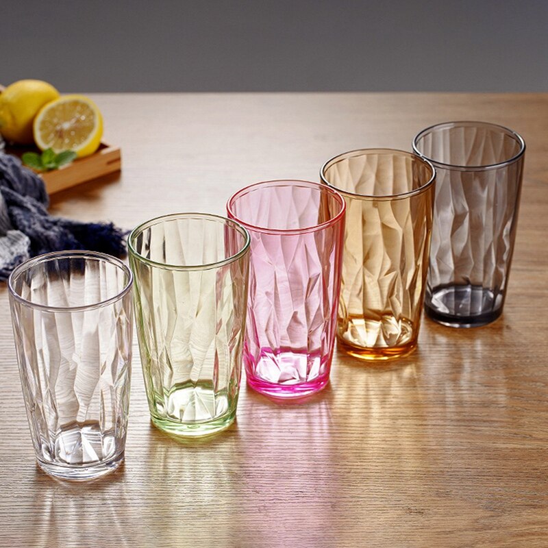 500ml Stackable Colored Drinking Glass Diamond Water Cup Juice Glasses For Drinking Tea Clear Kitchen Dining Bar Drinkware