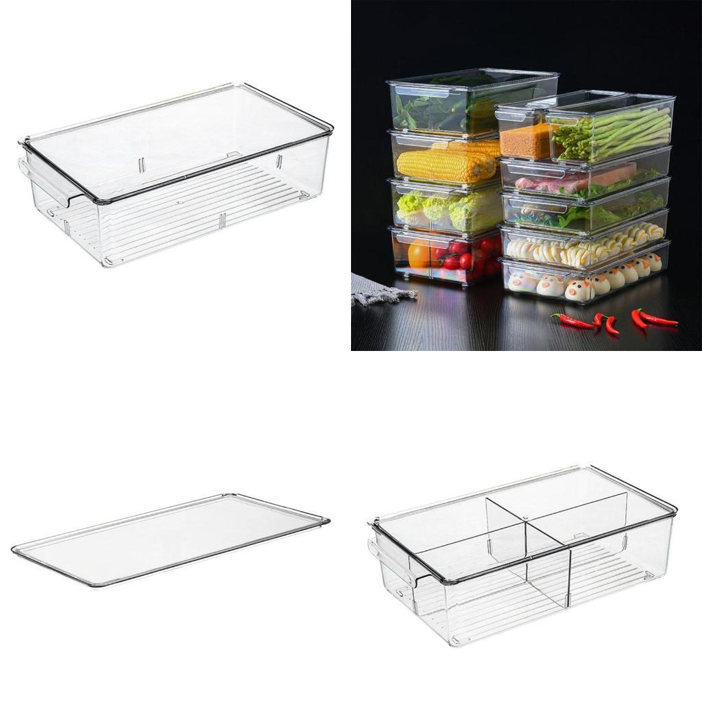 G6KF Refrigerator Storage Box with Lid PET Drawer Type Transparent for Home Kitchen Vegetable Fruit Freezer for