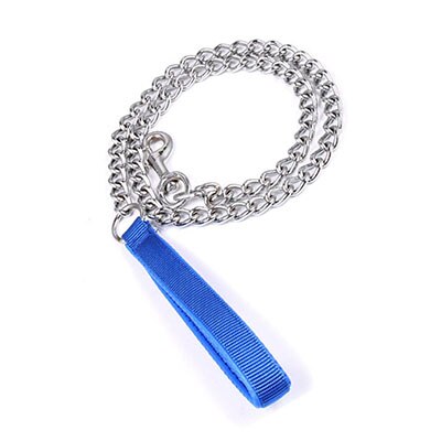 120cm 4ft Heavy Duty Dog Chain Leash Chew Proof Indestructible Metal Dog Leash with Padded Nylon Handle for Large & Medium Dogs: Blue / 4.0mm x 120cm