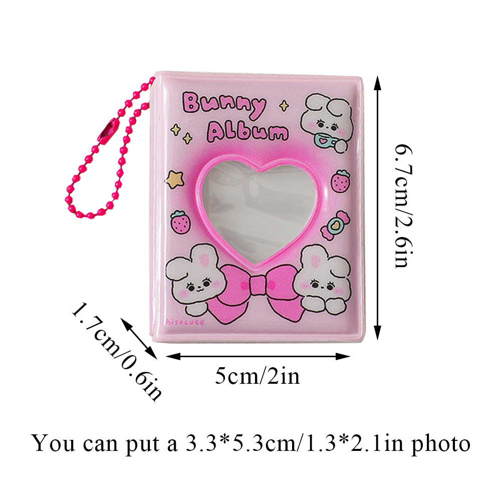 Mini livre de collecte de Photos de dessin animé, petit Album Photo de 2 pouces, pendentif en PVC, porte-carte décoratif mignon avec porte-clés imprimé ours