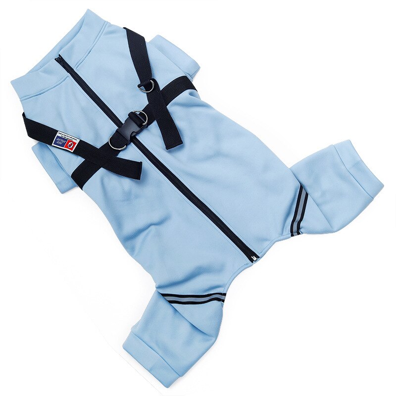 Izefia Hondenhoodie – 4-benige Fleece Jumpsuit, Katoenmix, Warme Wintertrui Met Zak En Lus Voor Riem, Maat L