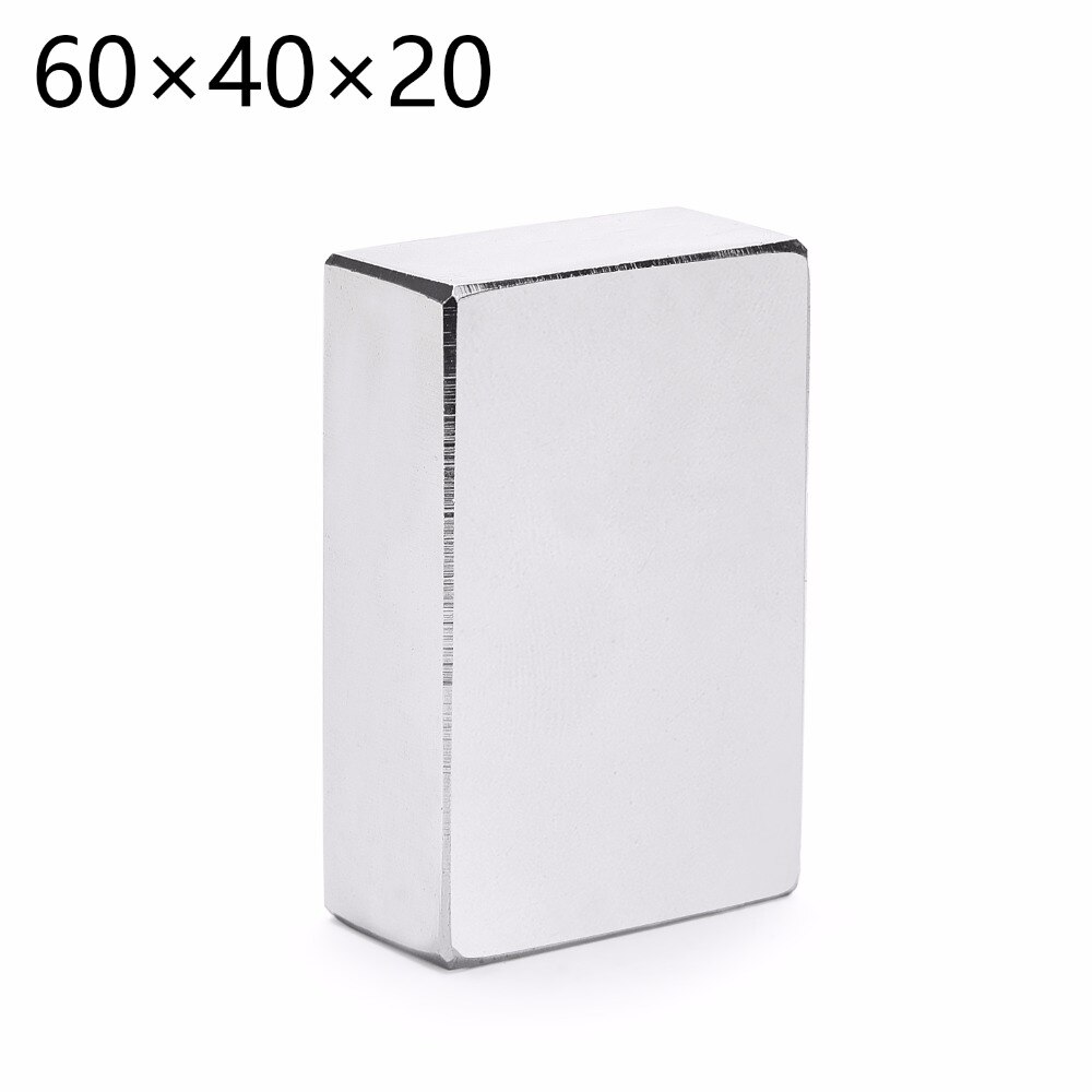 1 pc 60*40*20 super sterke neodymium rechthoek blokmagneten 60mm x 40mm x 20mm n52 zeldzame aarde ndfeb kubusvormig magneet 60x40x20