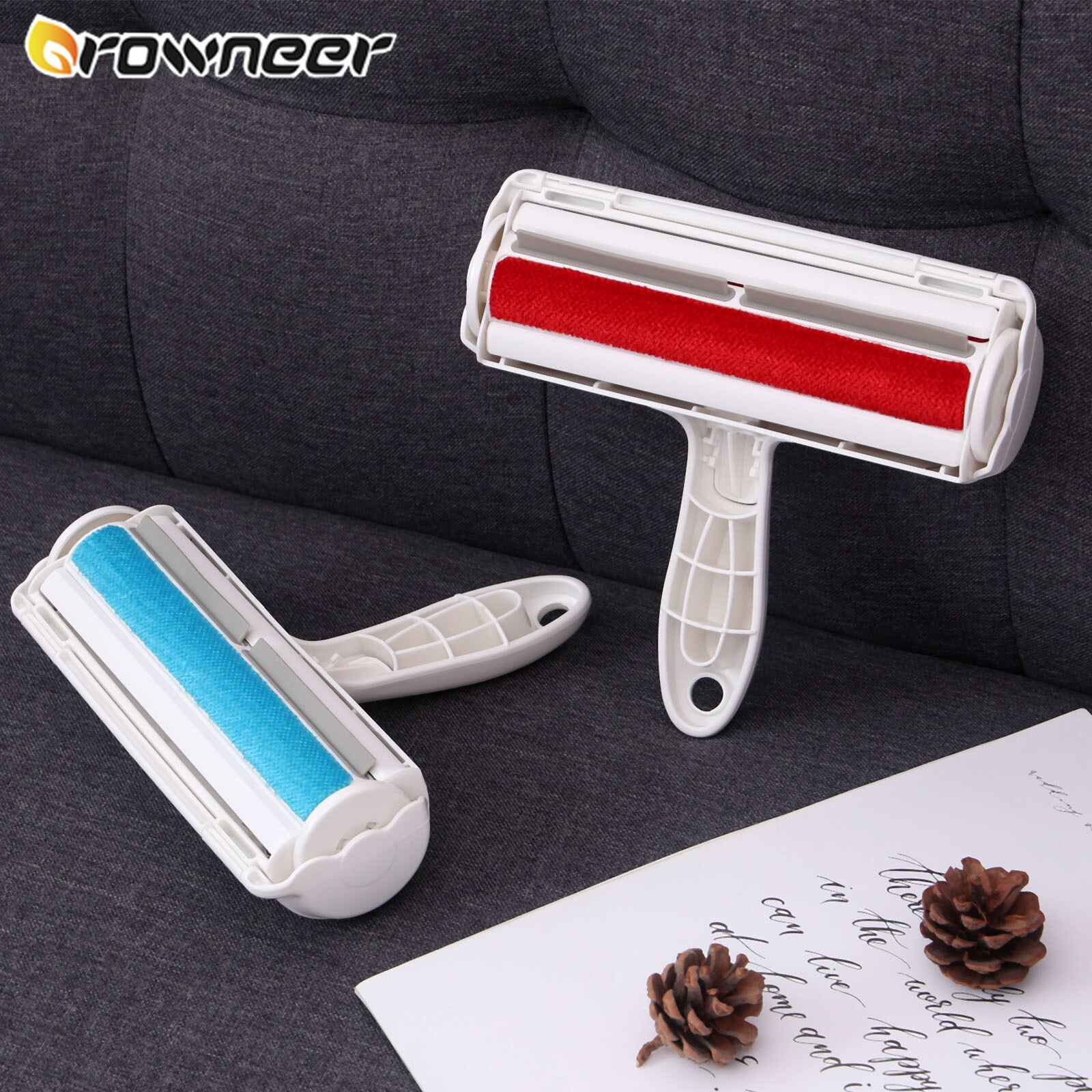Twee-weg Lint Steken Roller Abs Nylon Pet Hair Remover Gehumaniseerd Handvat Draagbare Kat Oor Tapijten Reinigen Kleding tool