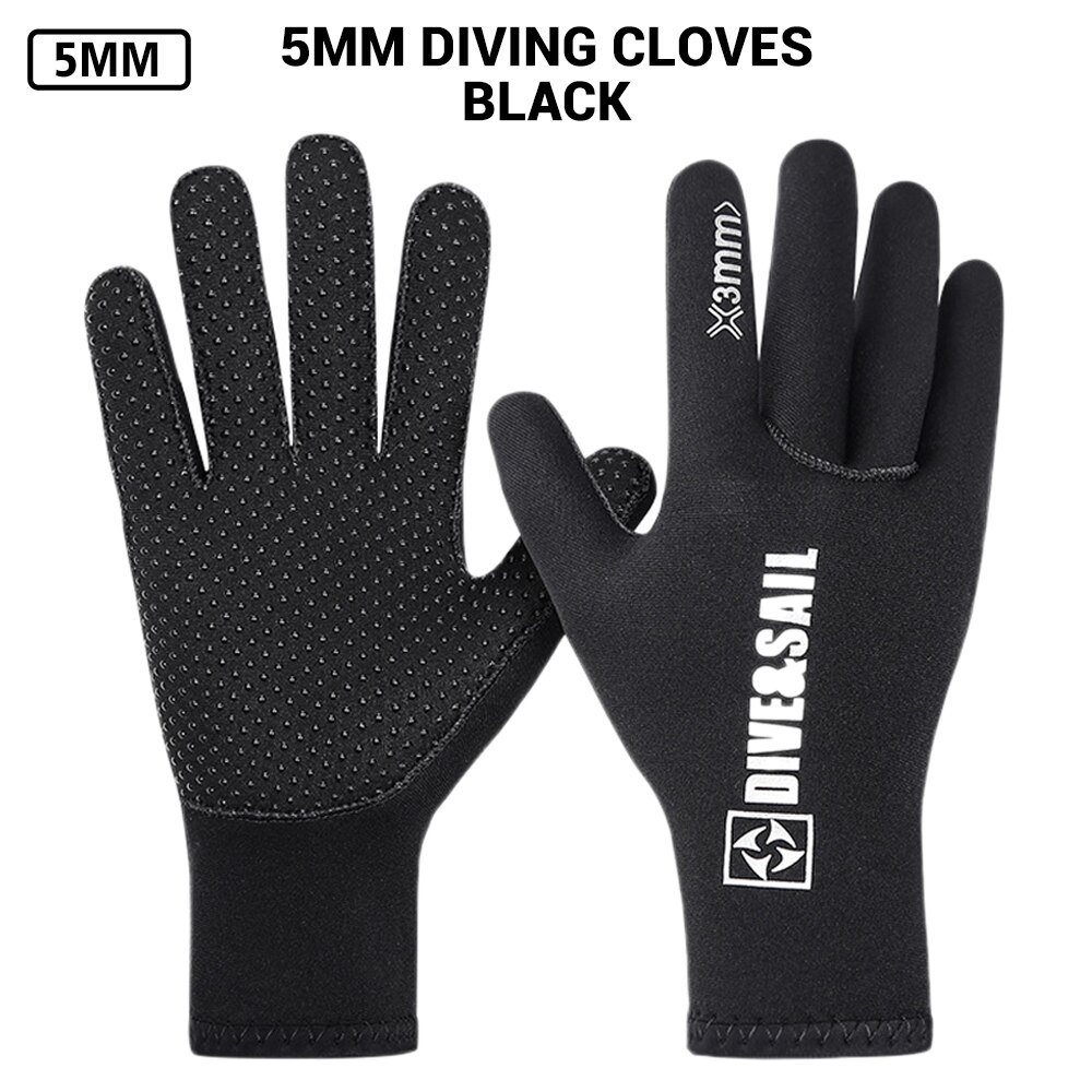 5mm 3mm 2mm Diving Gloves Neoprene Swimming Flippers Surf Equipment Kitesurf Underwater Fishing Windsurf Diving Gloves Fishing: D548027N BK 5MM / L