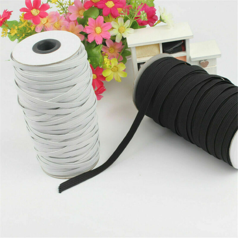Banda elástica plana de 100 yardas 90mm/120mm correa de goma elástica costura en blanco negro