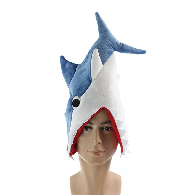 Wzcx personlighed halloween fest plys haj hat unisex tidevand blå grå rød kostume hat