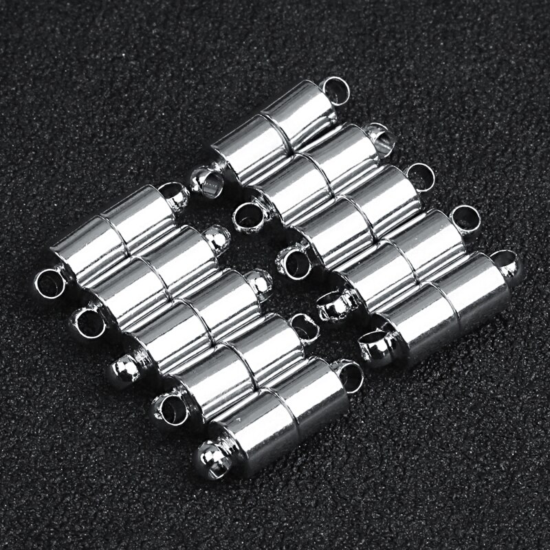 10 stks/partij Rhodium Kleur Kolom Sterke Magneet Sluitingen Eindigend Caps Armband Connectors voor DIY Armband Bevindingen DIY