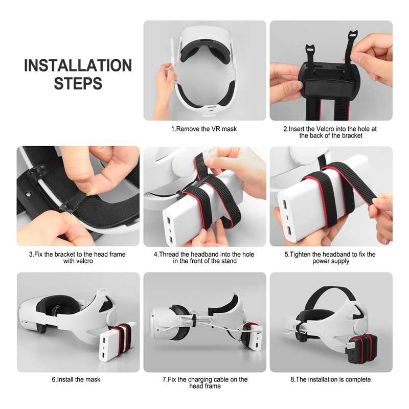 VR Power Bank Fixing Bracket Battery Strap for Oculus Quest 2 Adjustable Head Strap Battery Fixed Holder VR Accessories