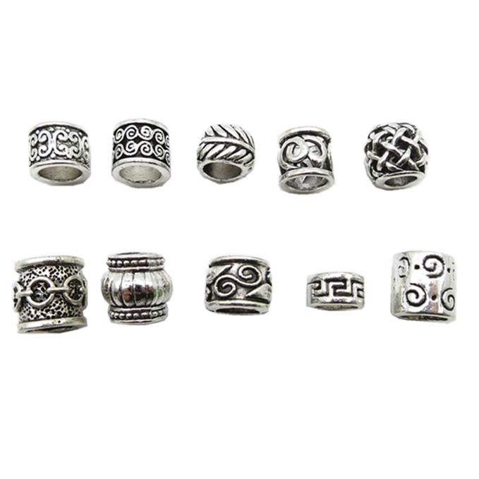 5Stck Antike silber Haar flechten Dreadlock Perlen ringe rohr Wikinger Rune Bart perlen DIY Haar Styling Zubehör