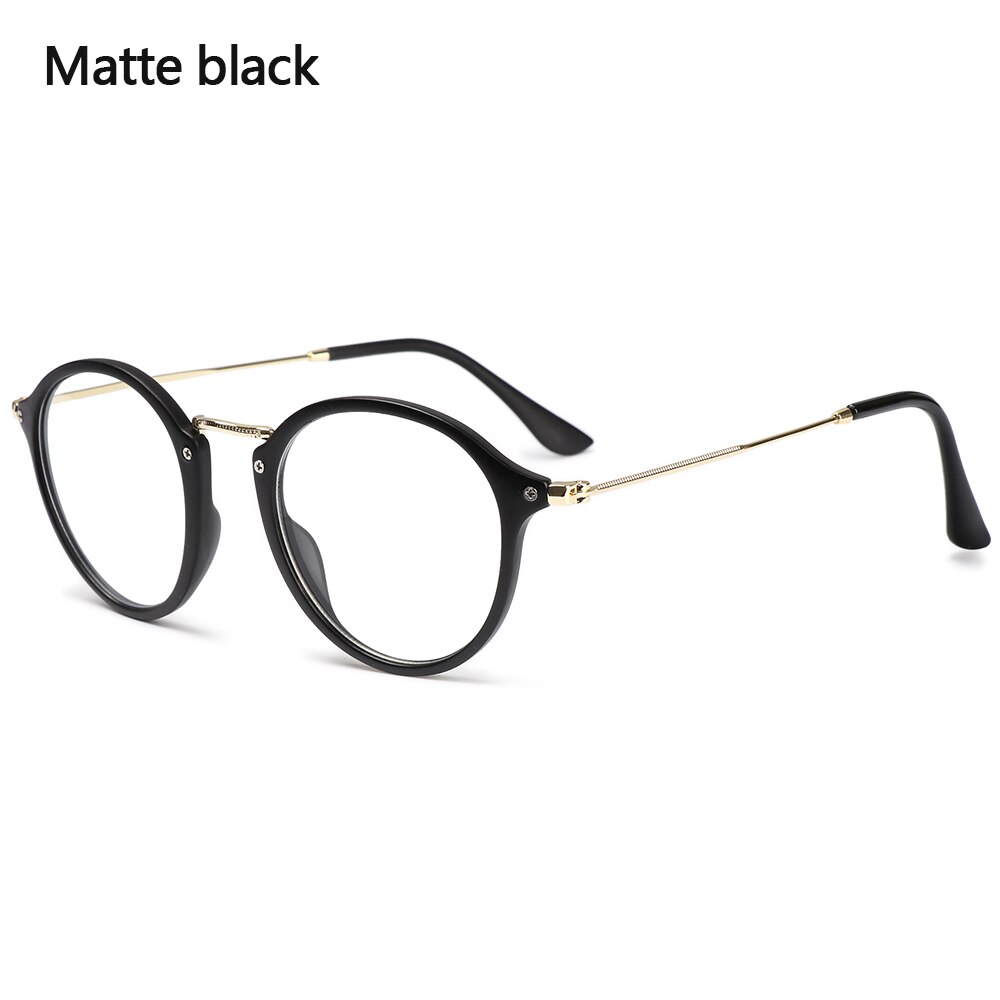 1pc optische brillen dames heren vintage ronde montuur metalen platte spiegel bril ultralichte flexibele bril: Type 2- matzwart