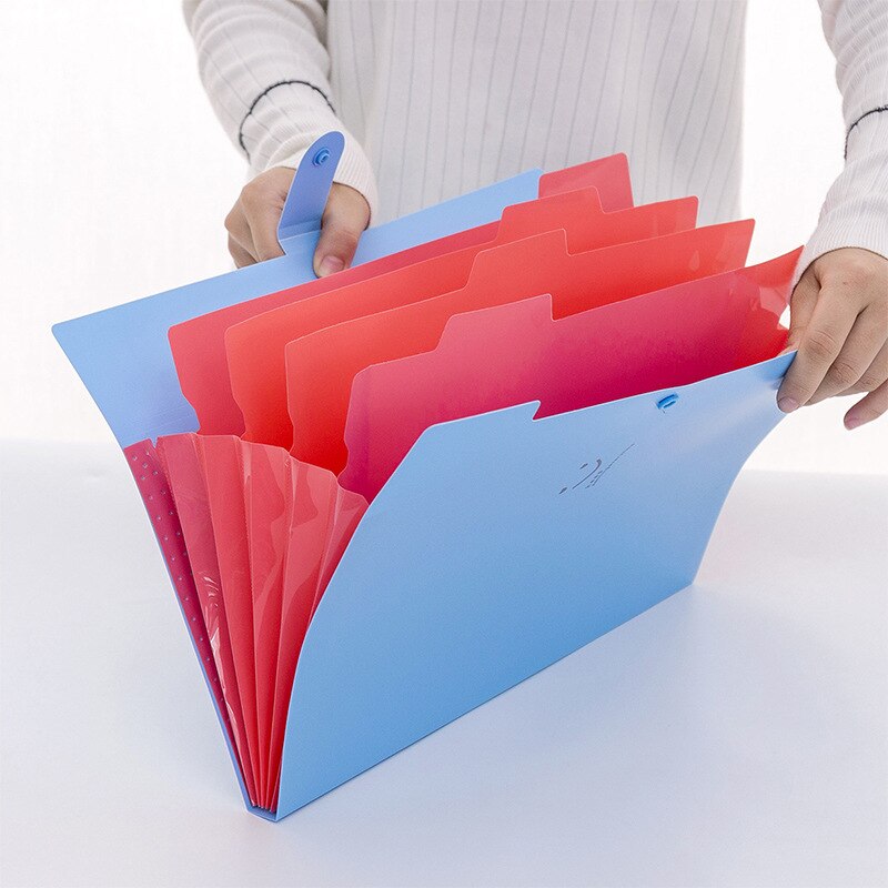 Student multi-layer folder Korean smiley face A4 organ package file bag inset paper folder 5 boxes