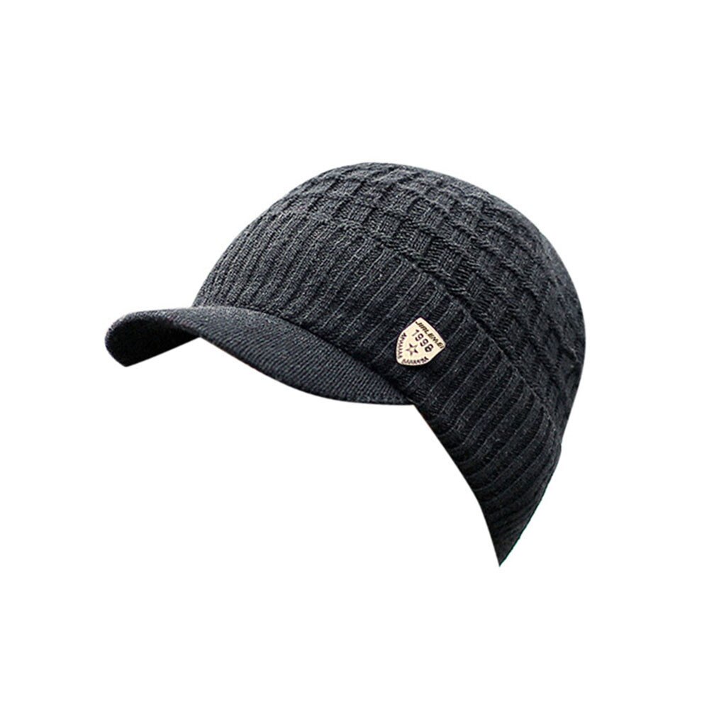 Männer warm ausgebeult Weben Baseball mütze Häkeln Winter Wolle betroffen Ski Mütze Kappen Hütte: Schwarz 