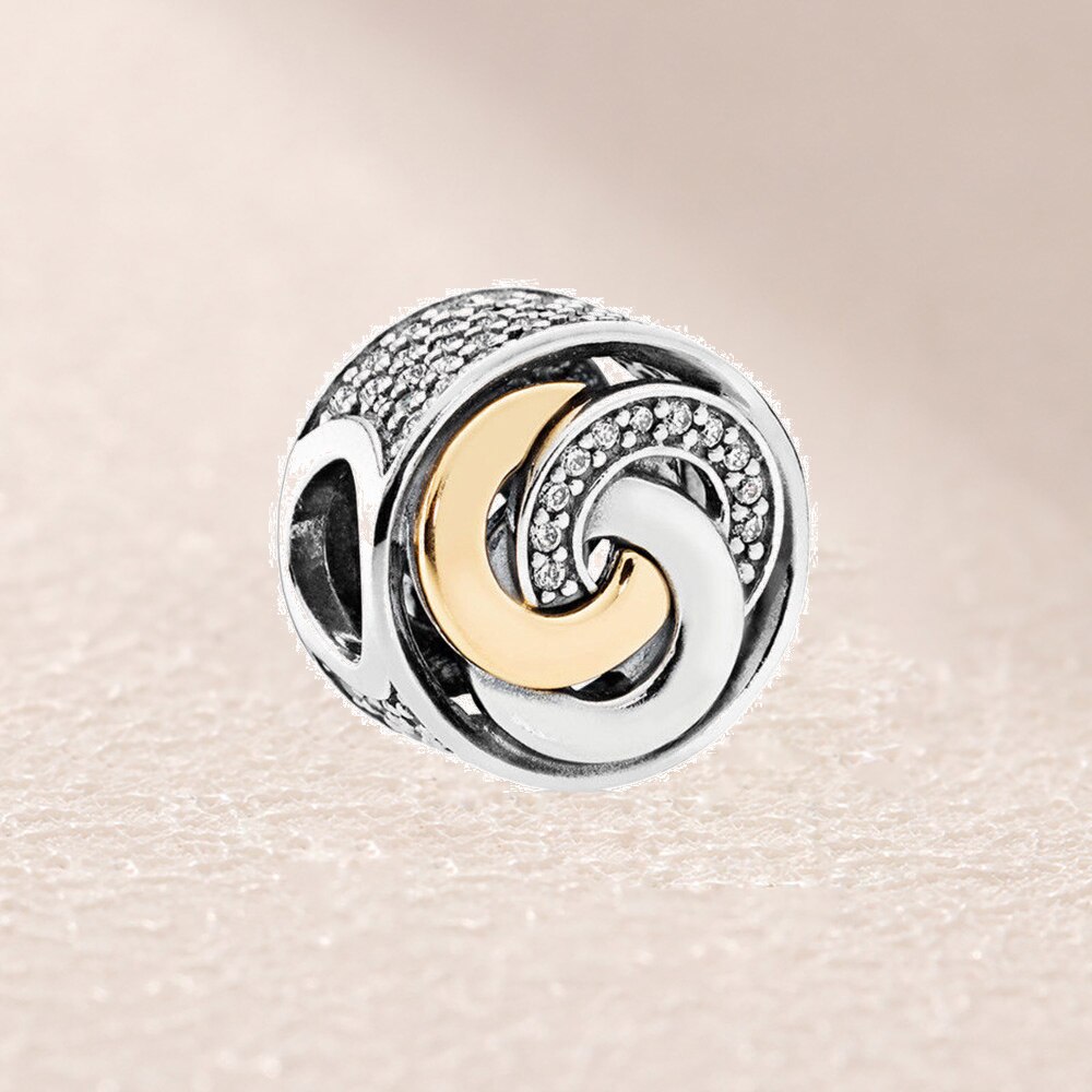 Popular 100% 925 Sterling Silver Rose Gold Charm Beads20 Original Jewellery For Women Party Wedding: 792090CZ