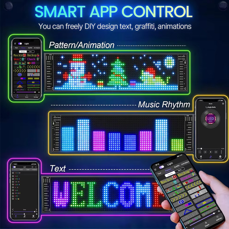 Dämon Augen Auto LED Logo APP LED Matrix Pixel Tafel Nachtlicht DIY Programmierbare flexibel LED Anzeige für Auto Lkw Zubehör