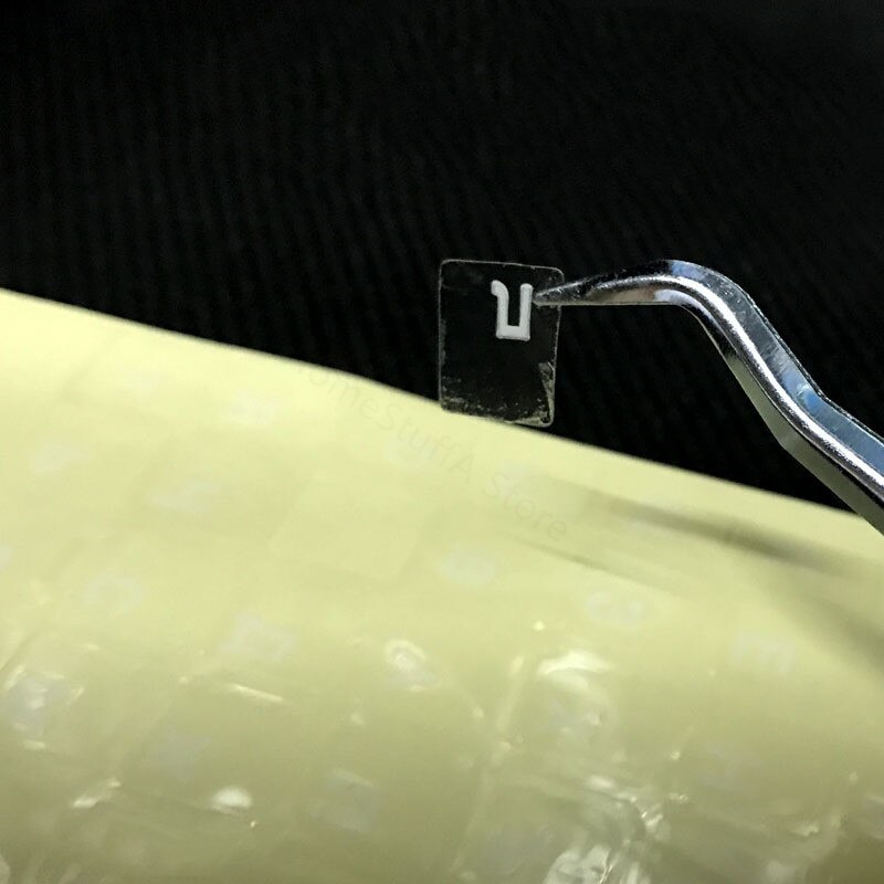 Ryska transparenta tangentbordsklistermärken vattentäta bokstavsklistermärken för laptop tangentbordsskydd gul blå grön