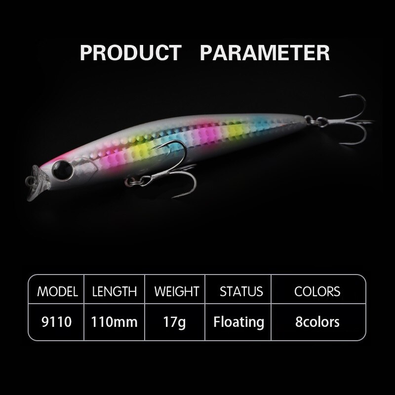 Kosuke 110F Sea Bass Minnow Lures Floating 110mm 17g Shallow Artificial Jerkbait Saltwater Fishing Tackle