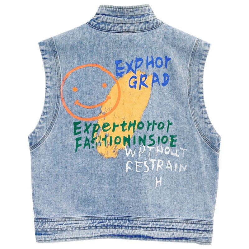 Chaleco vaquero con estampado de dibujos animados para niñas, para chicas adolescentes de 8 a 10 años: vest / 14