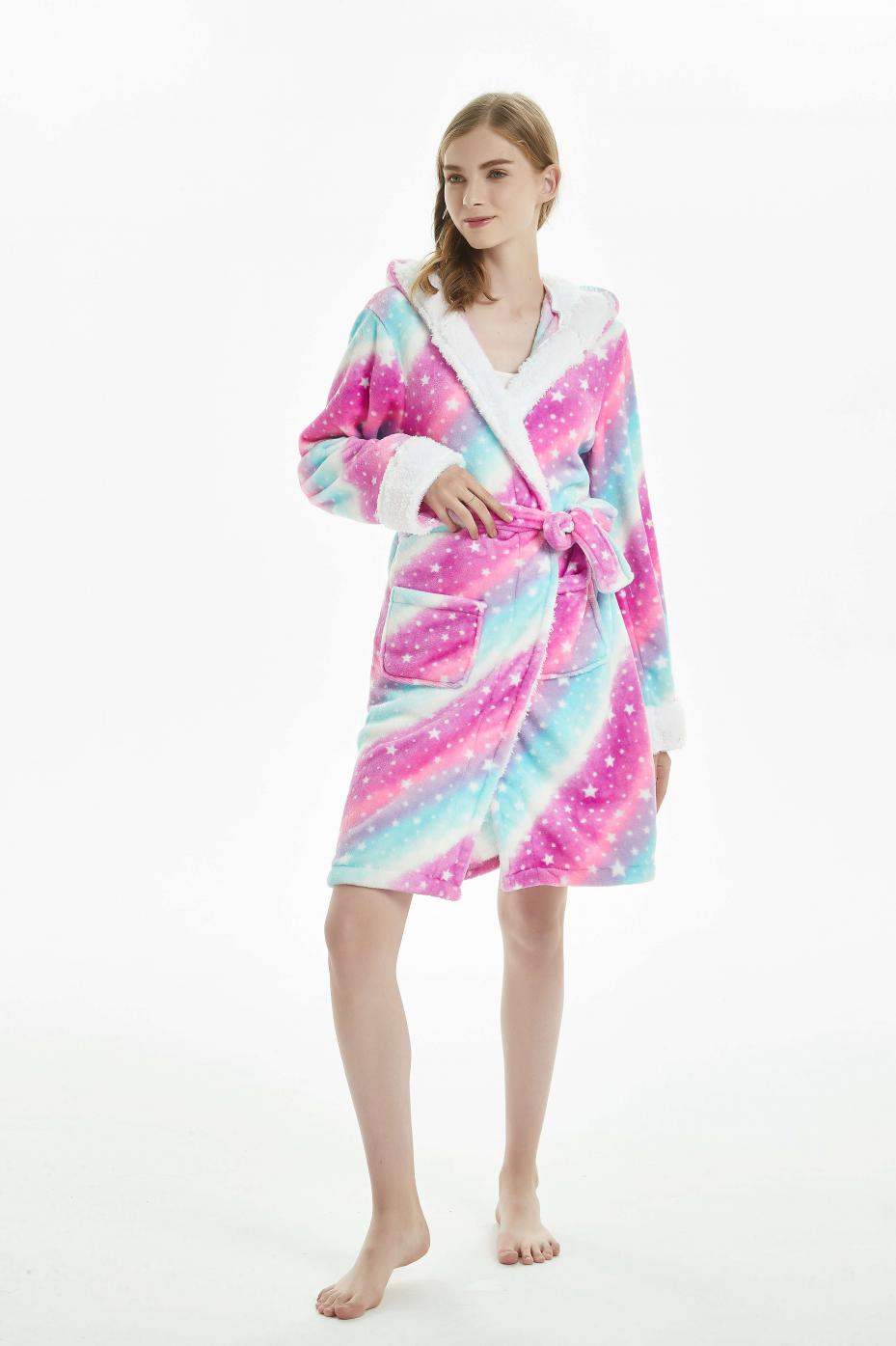 Adults Animal Flannel Bath Robe Woman Cloak Pajamas szlafrok Bridesmaid Robes Fun Sleepwear Cute Bride Bath Robe