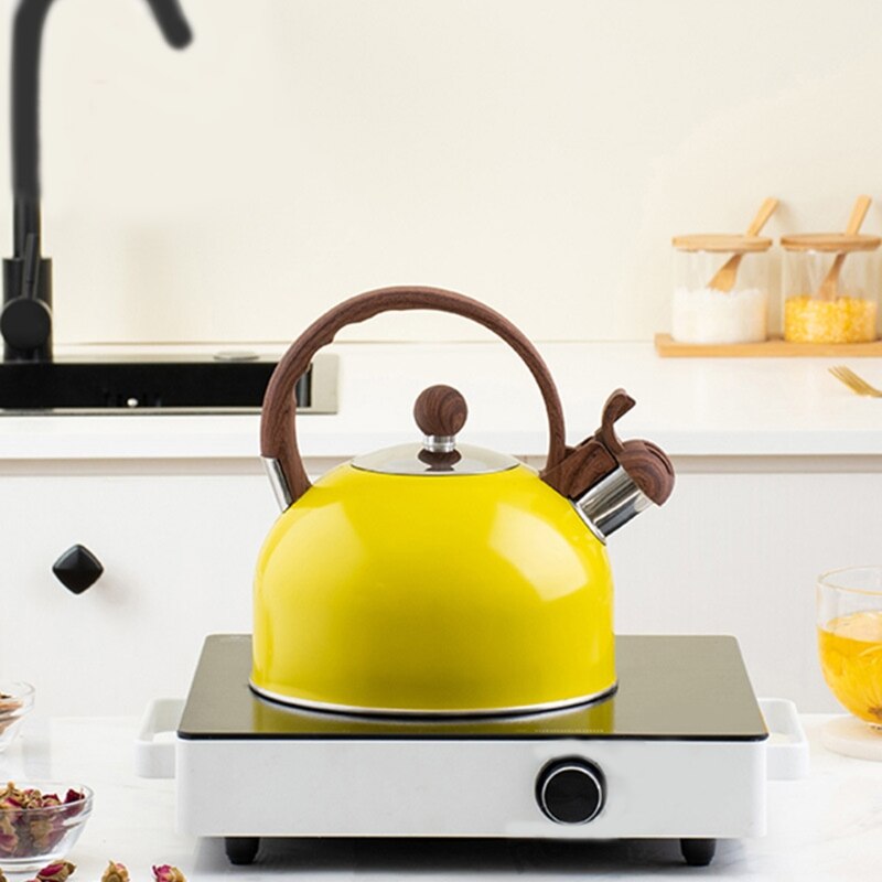2.5 L Rvs Waterkoker Geel Whistling Kookplaat Theepot Waterketel Met Ergonomische Handvat Water Pot