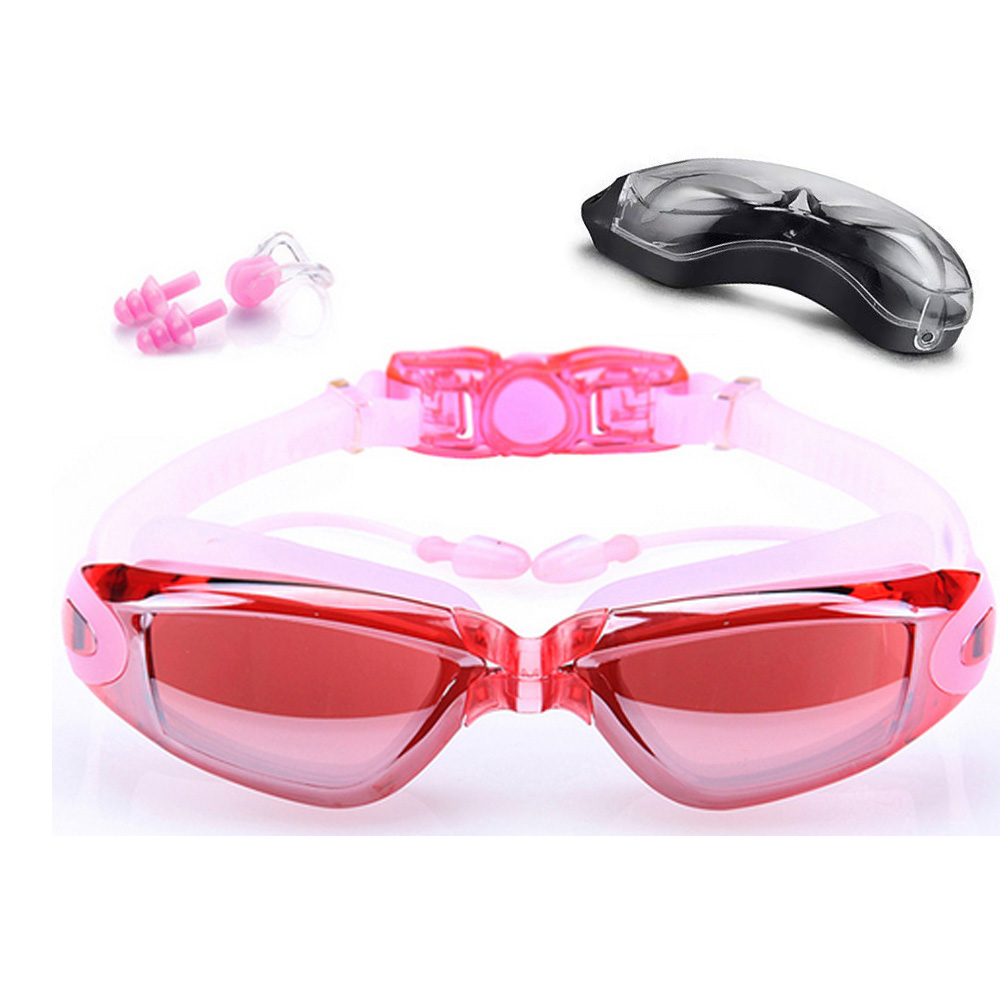 Anti Fog Waterdicht Zwembril Uv Galvaniseren Очки Для Плавания Verstelbare Zwembril Brillen Mannen: Pink