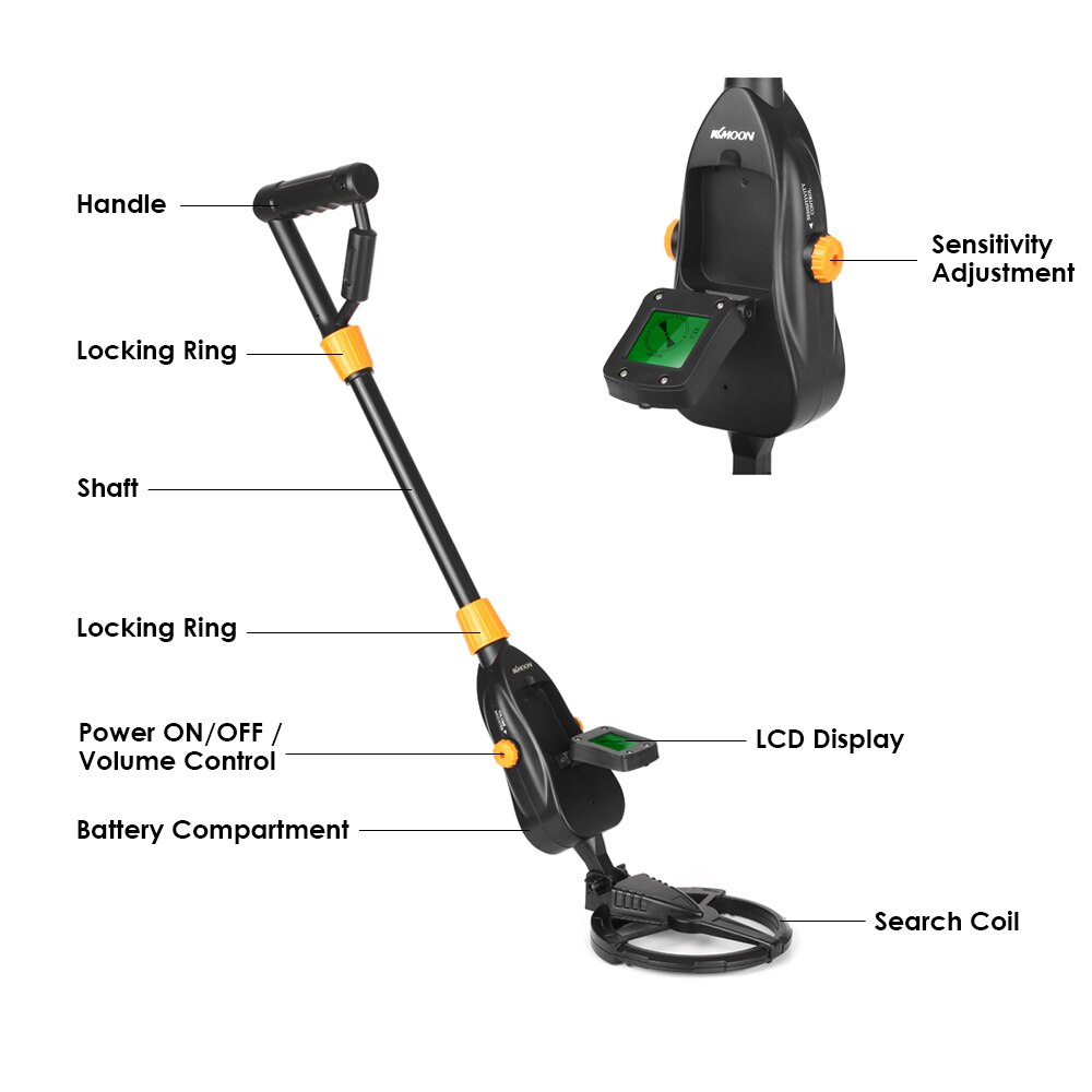 KKmoon MD1008A Pinpointer Handheld Metal Detector Gold Digger Treasure Hunter Tracker Seeker with Waterproof Search Coil