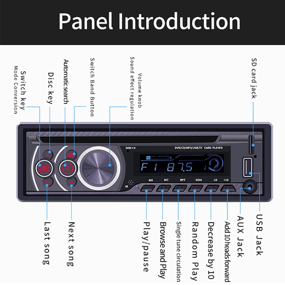 1-Din Auto Multimedia DVD/VCD/CD-Player Universa Auto Radio Bluetooth Auto MP3 Musik Player