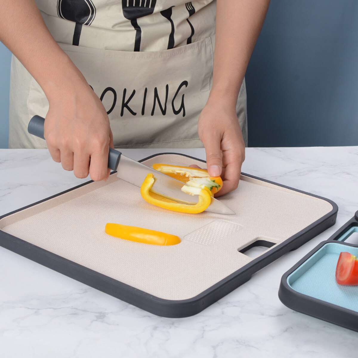 Wheat Straw Chopping Board Multi-function Cutting Board Non-slip Fruit Cutting Board Double-sided Chopping Block for Home