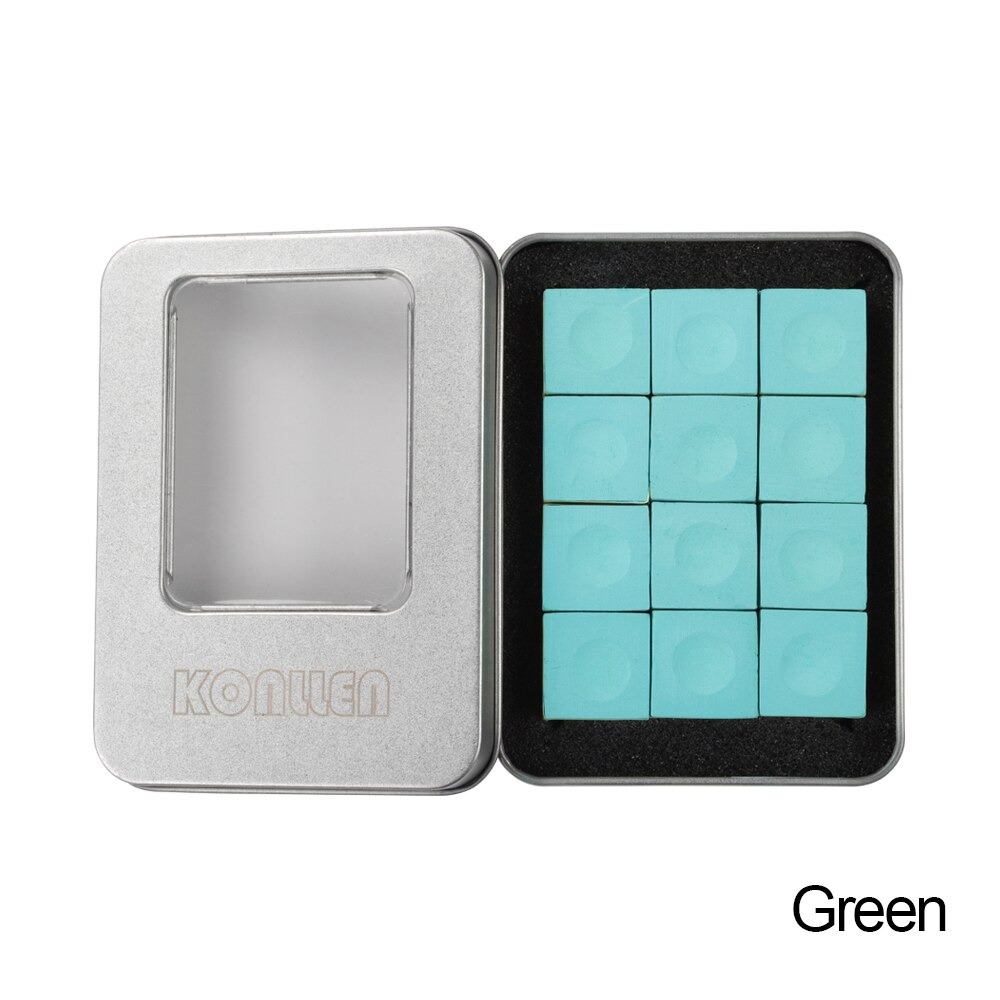 Triangle Chalk Billiard Chalk with Box Red Green Blue 12 Pieces No-slip Chalk Billiard Accessories Snooker Chalk: Green