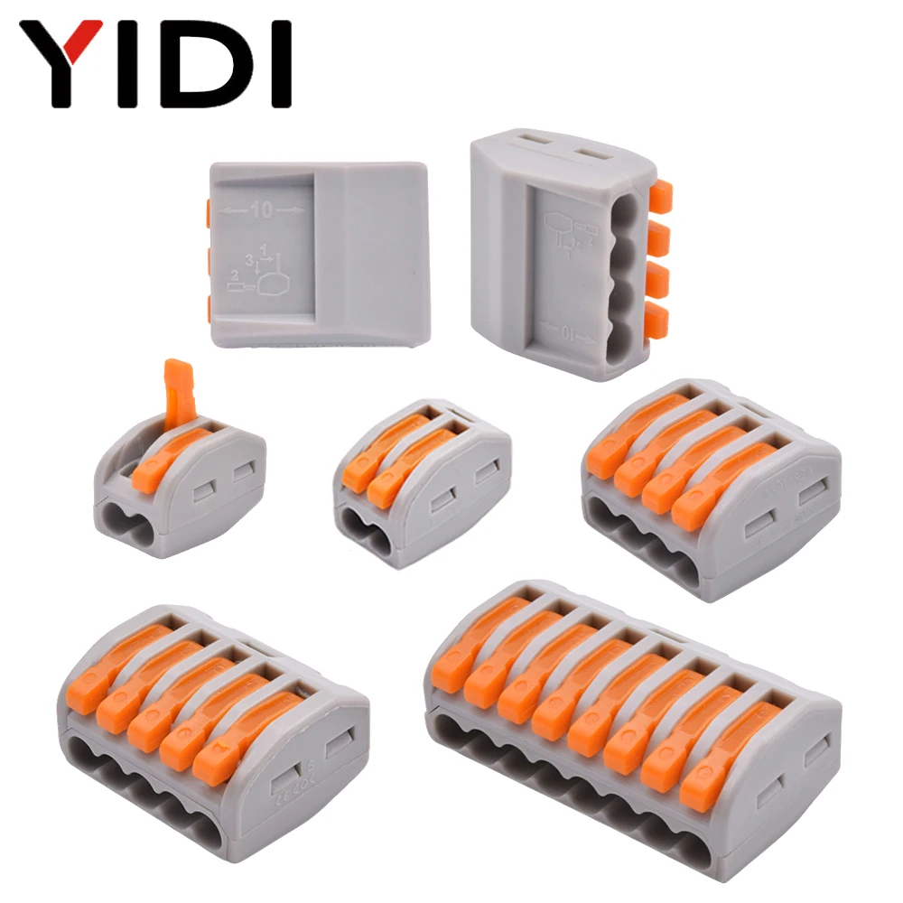 5/10pcs Fast Cable Wire Connector Compact Push In Quick Spring Splicing Multiplex Terminal Block Electrical Connection Conductor