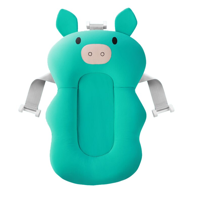 Baby Douche Bad Pad Antislip Bad Seat Ondersteuning Mat Pasgeboren Veiligheid Bad Ondersteuning Kussen Opvouwbaar Soft kussen: green pig