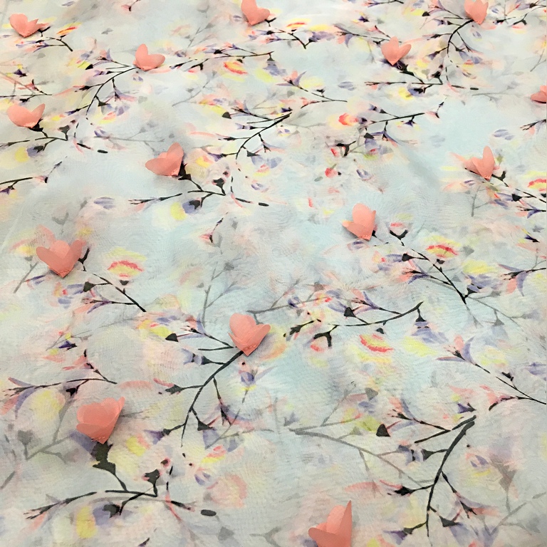 Mesh bloemen kant Garen stof 3D Geborduurde Chiffon stof Europese garen kant doek voor jurk DIY 1 order = 1.5 meter