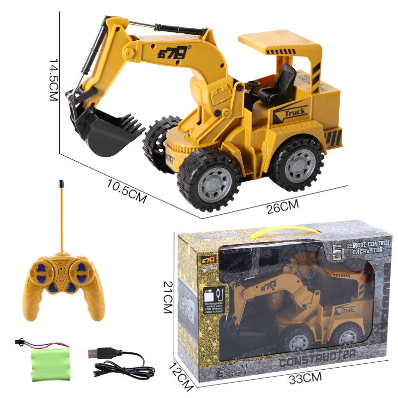 De de 8077E RC camión excavador con mando a distancia de construcción de juguete RC de camión para los niños grúa excavadora de juguete: YK24-8077E-1Battery