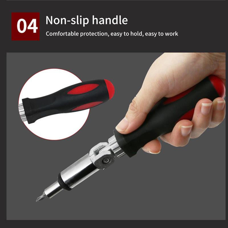 Ratchet Screwdriver 180 Degree T-type Foldable Screwdriver Set 1/4 Hex Interface Lock Disassemble Screwdriver Maintenance Tools