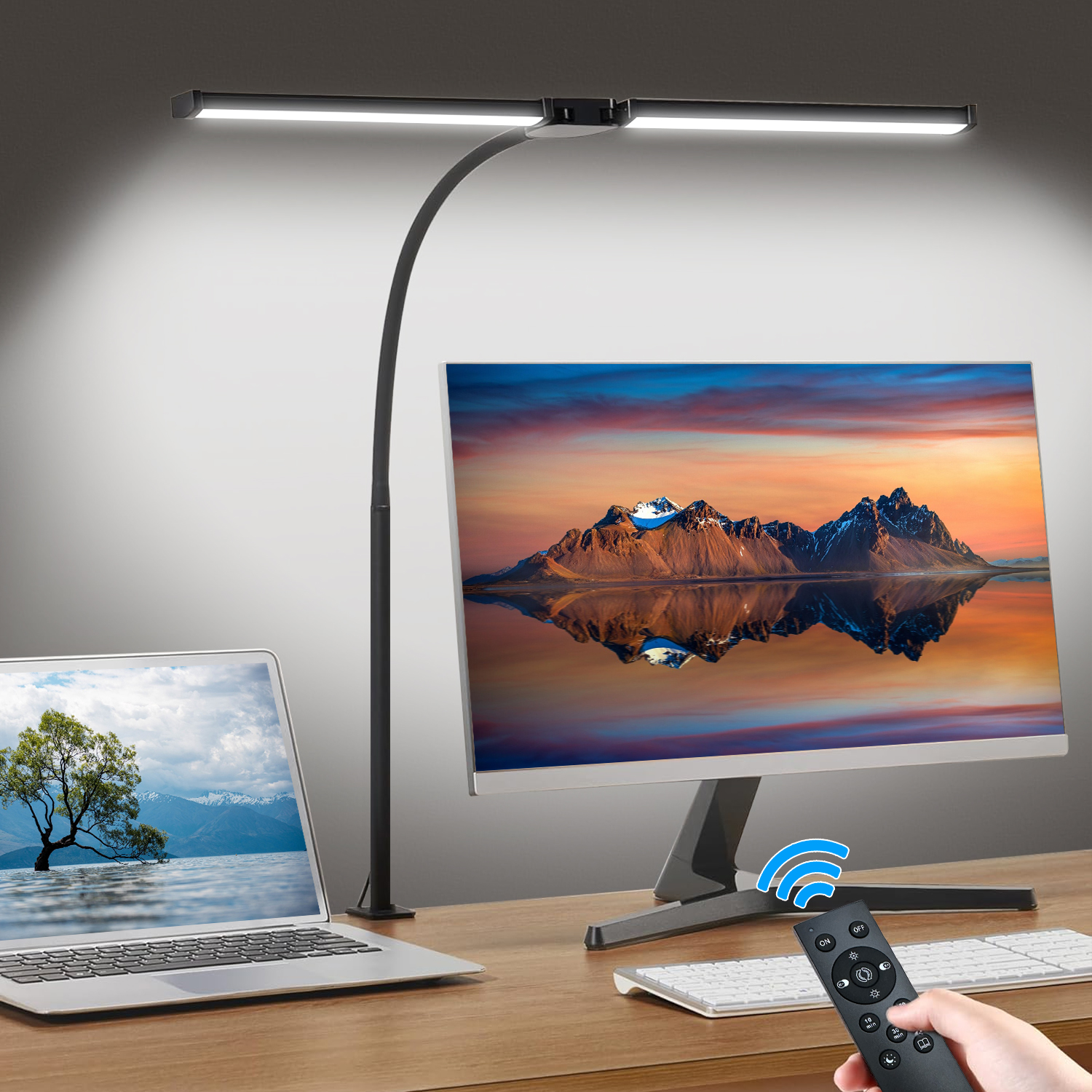 LED-Schreibtischlampe für das Heimbüro, Augenpflege-Architektlicht mit Klemme, verstellbarer flexibler Schwanenhals, 25 Beleuchtungsmodelle: 0-5W / Weiß