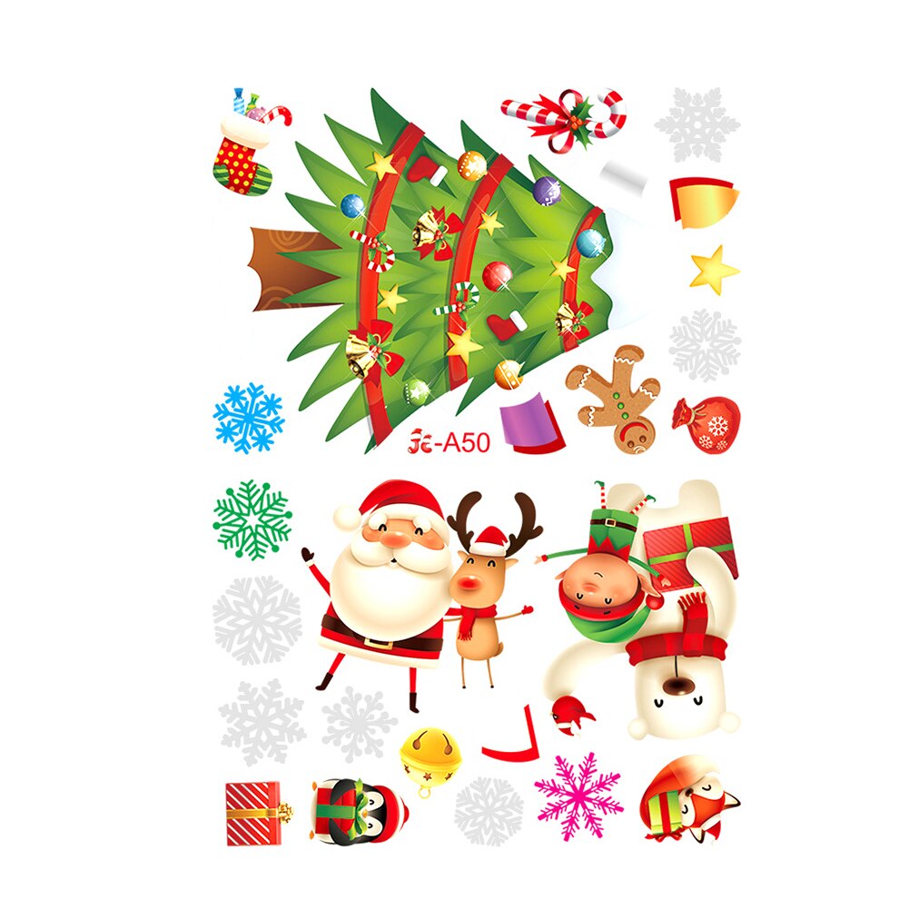 Christmas Window Decal Santa Claus Snowflake Stickers Winter Wall Stickers for Kids Rooms Year Christmas Window Decorations: A