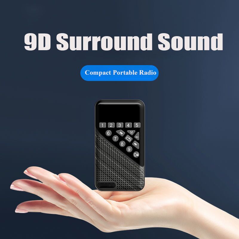 Mini Portable FM Radio Bluetooth 5.0 Music Player Handheld Rechargeable Digital Radios Support Recording TF Card U Disk Play